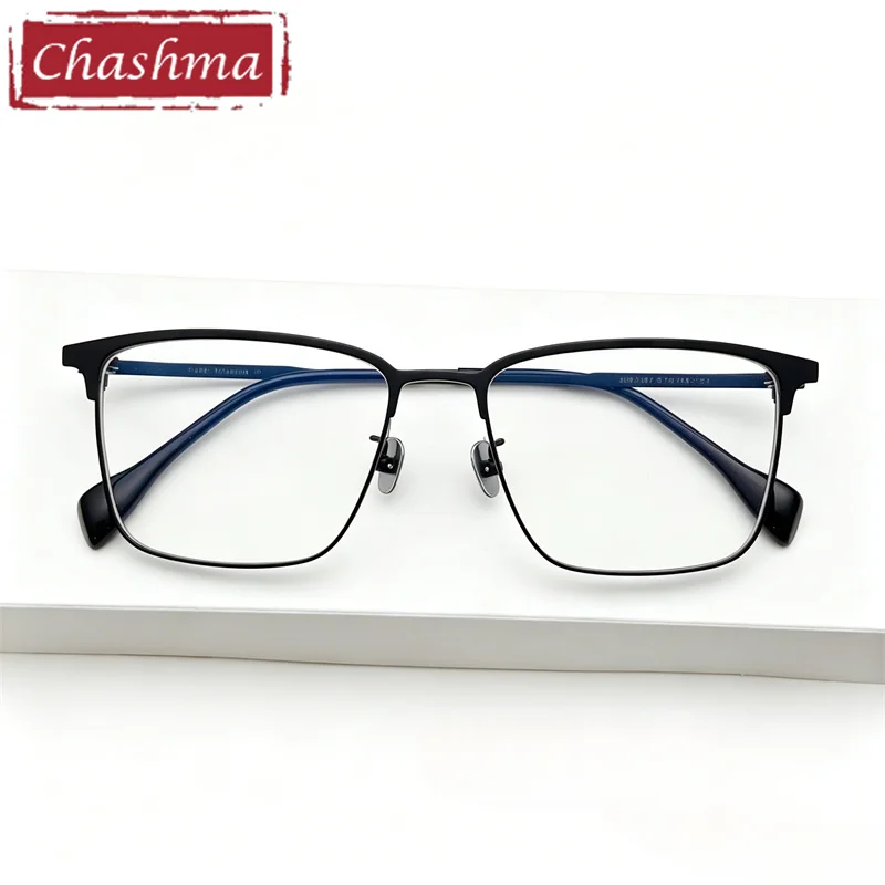 Chashma 57 mm Pure Titanium Frame IP Plating Glasses Oversize Gafas Top Quality Men Eyeglass for Prescription Lenses for Male