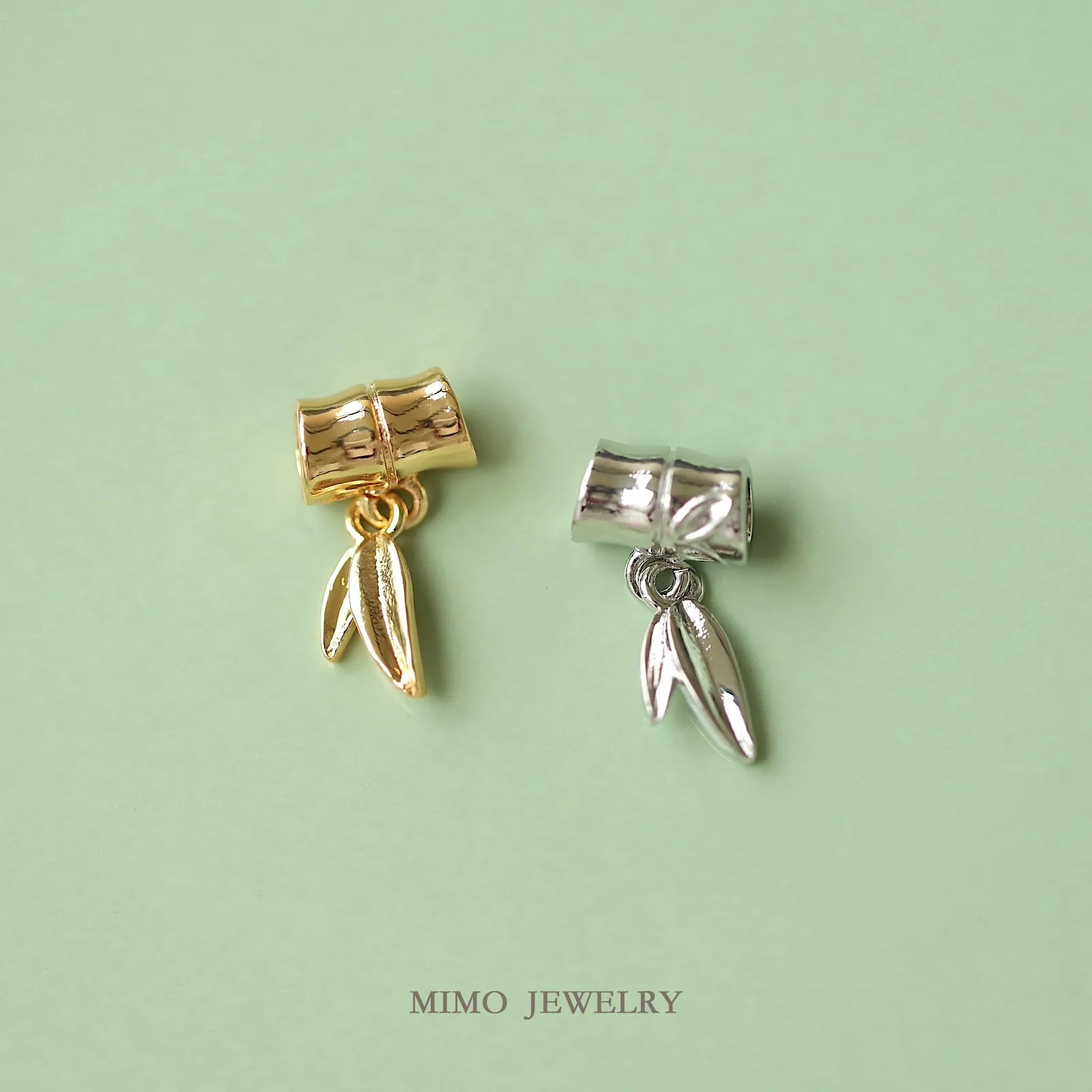 

National Style Bamboo Nodes, Bamboo Leaves, Separated Beads Charms Pendant Supplies DIY Hand Brass Gold Plated Accessories