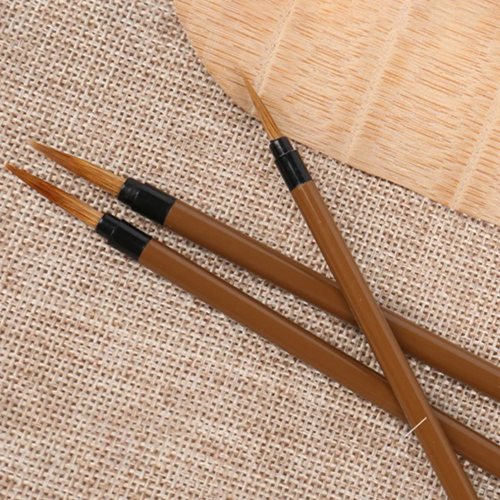

3Pcs Ergonomic Liner Pens with Wolf Hair Bristles Smooth Pens for Artists Students Detail Paint Brush Set