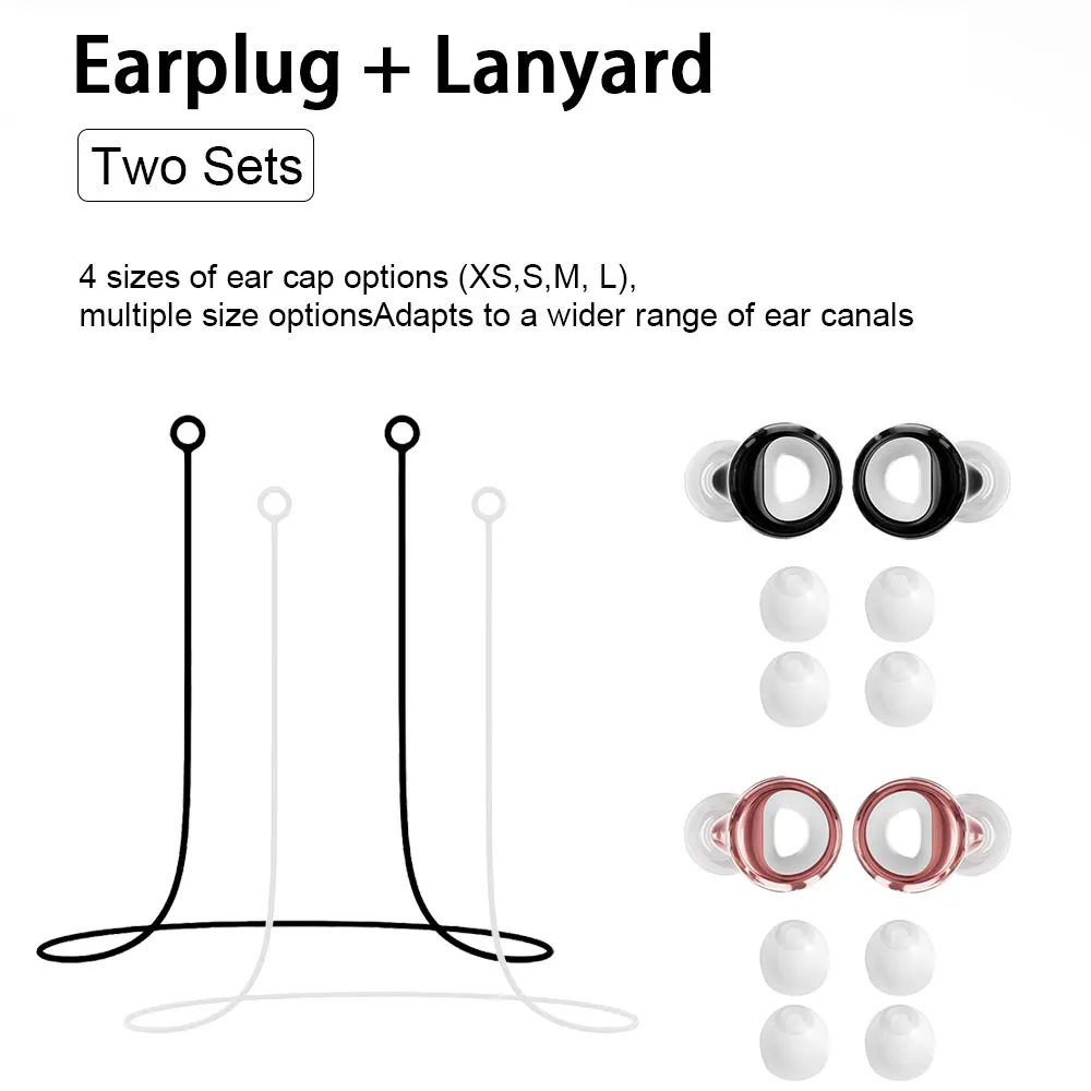 Ear Plugs with Lanyard, Waterproof Reusable Ear Protection, Anti-Lost Design for Swimming, Sleeping, Travel, Study and Workshop