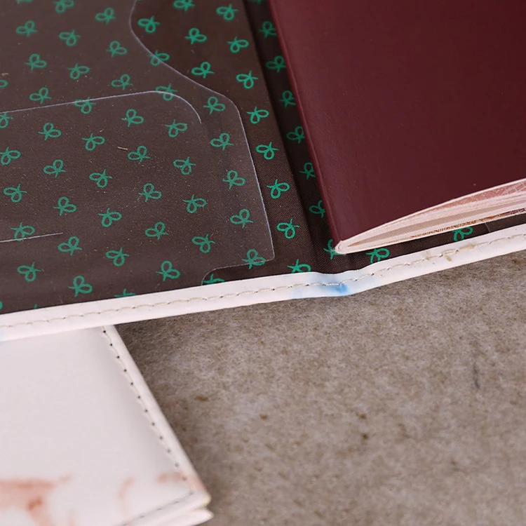 FZFZ Fashion Ladies Men Passport Case Pu Marble Travel Documents Credit Card Holder Small Wallet Purse Bag Pouch Black