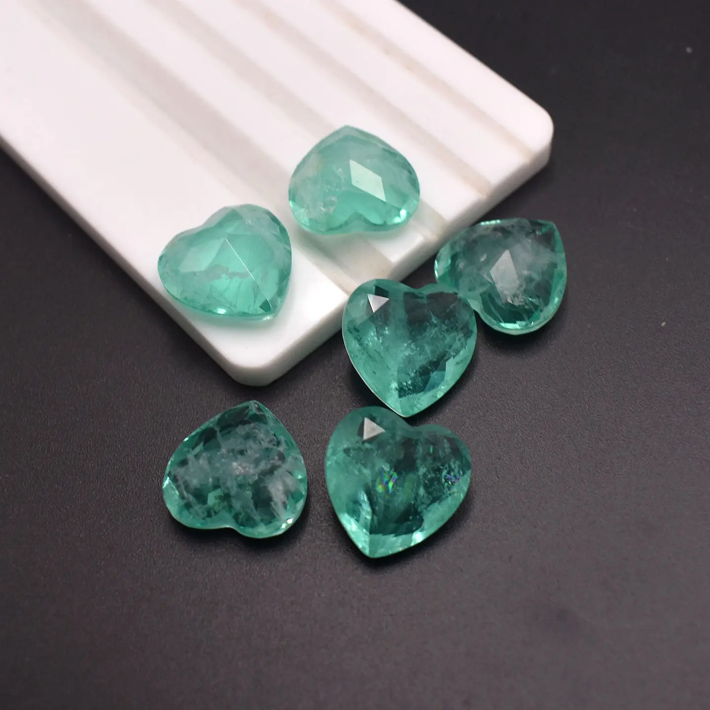 Simulated Paraiba Tourmaline Heart Light Green Brazilian Loose Gemstone Extremely Pleasant & Attractive For Jewellery Making