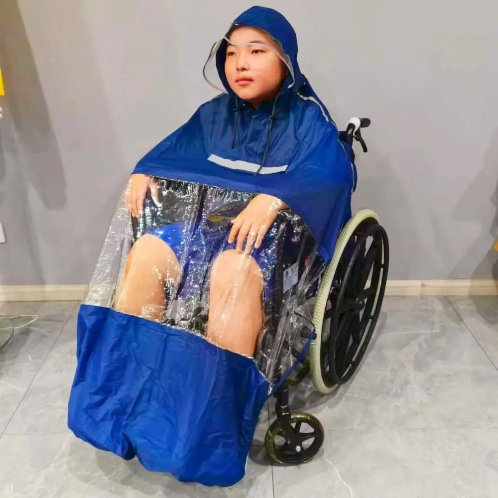 Reusable Wheelchair Rain Poncho Reflective Strip Waterproof Raincoat Cloak Lightweight Tear-resistant Electric Scooter Raincoat