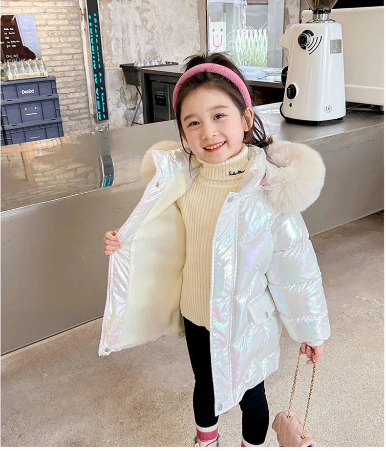 2-10 Jahre Winter-Mädchenjacke mit süßen Flügeln, warmem Pelzkragen, Prinzessinnenmantel mit Kapuze, Reißverschluss-Parka, Schneeanzug, winddichte Oberbekleidung – Detail 16