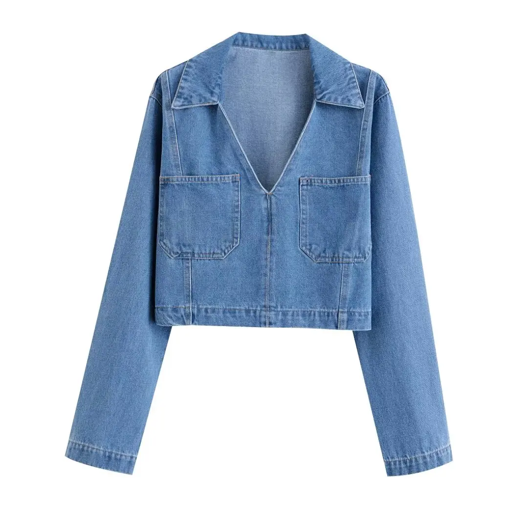 New Women\'s Clothing With European And American Style, Fashionable, Simple, Casual, Solid Color, Short Denim Shirt Jacket