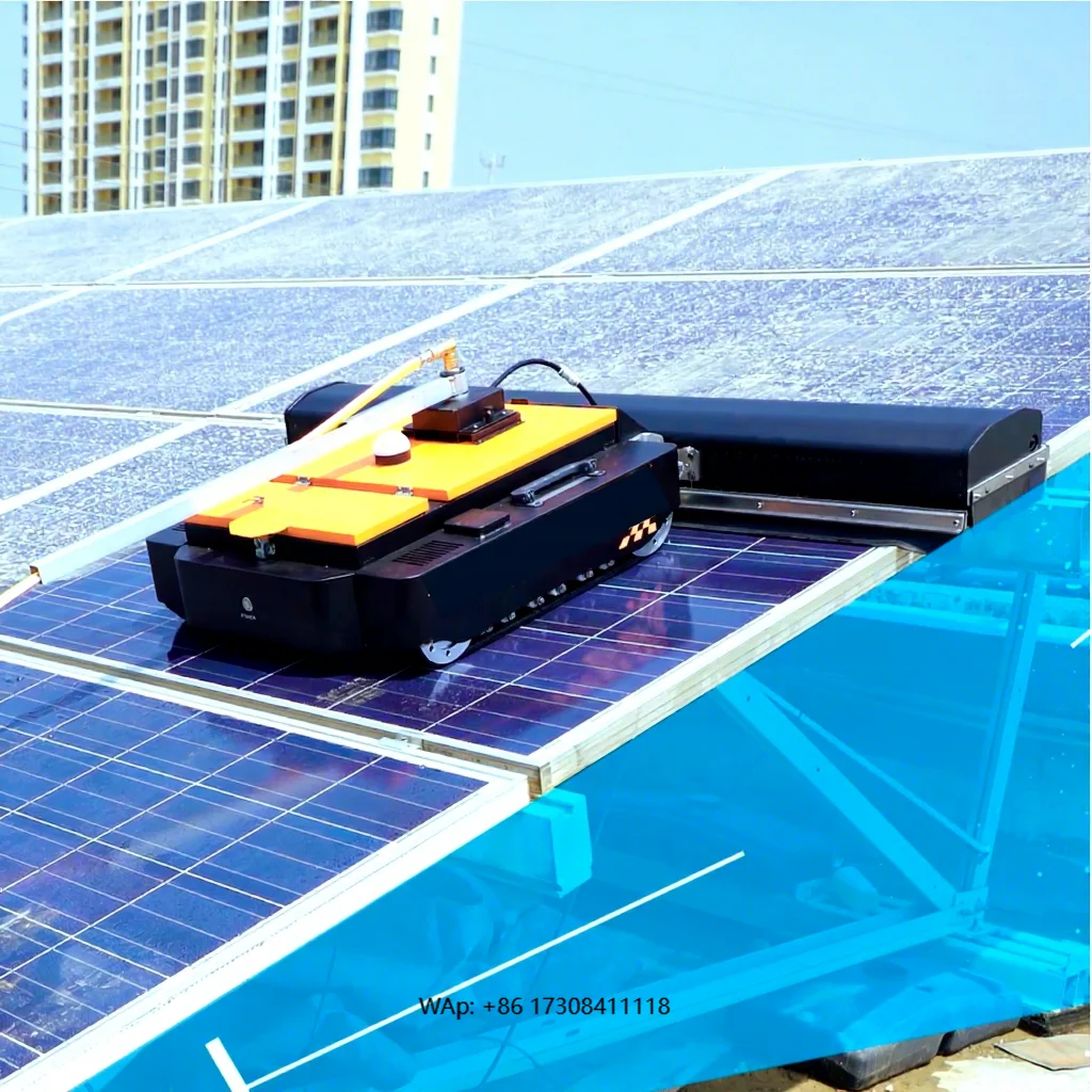 Anti-fall Wholesale Logo-customized Machine for Solar Power Panel Cleaning Brush Robot Automatic