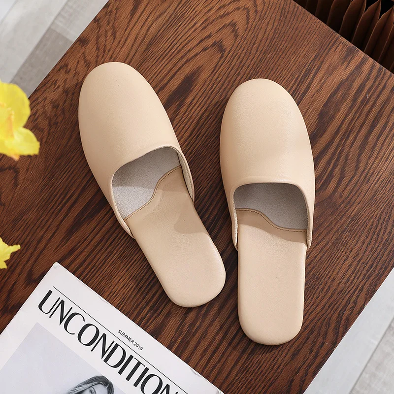 Luxury High-End Sheepskin Men Slippers Non-Slip Soft Mute Spring Home Slippers Genuine Leather Indoor Slippers for Women