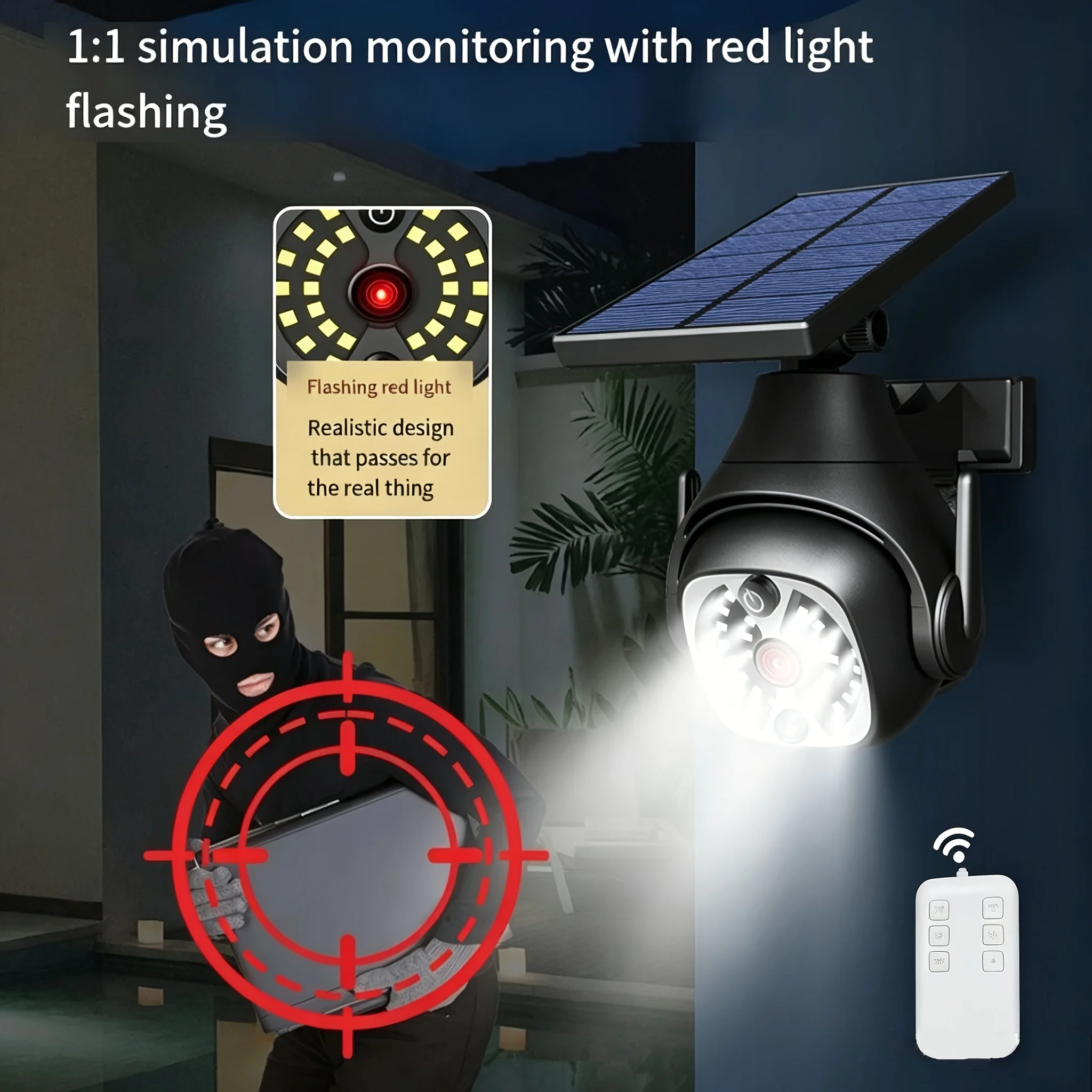 Home Security Yard Sensors - Solarbetriebene Dummy-Sicherheitskamera Gartenleuchte, Bewegungssensor Außenleuchte, Wasserfest