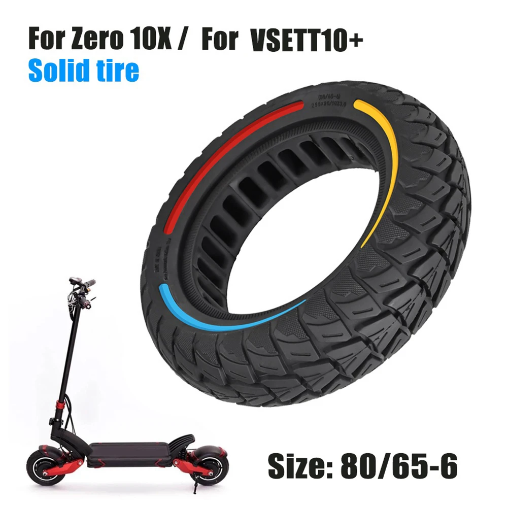 1pc Solid Tire 10 Inch 80/65-6 Solid Tire 10x3.0 For Zero 10x For VSETT10+ Electric Scooter Wear-resistant Rubber Tires Parts