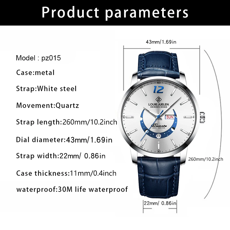 2024 New Mens Watches Top Brand Luxury Brown Leather Casual Quartz Watch Men Sport Waterproof Clock Watch Relogio Masculino