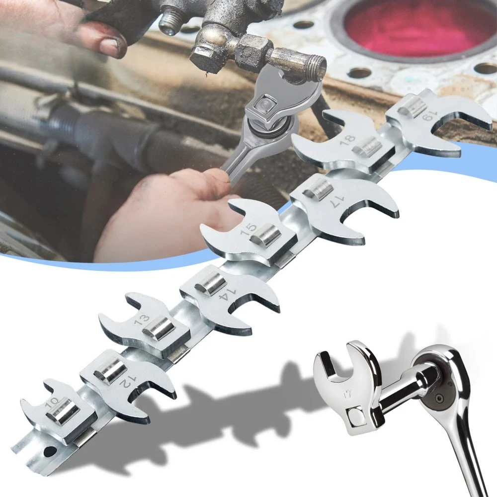Set di chiavi a forchetta metriche 10-19mm, 8 pezzi, attacco 3/8 pollici, in acciaio cromo-vanadio, per kit di attrezzi per riparazioni auto