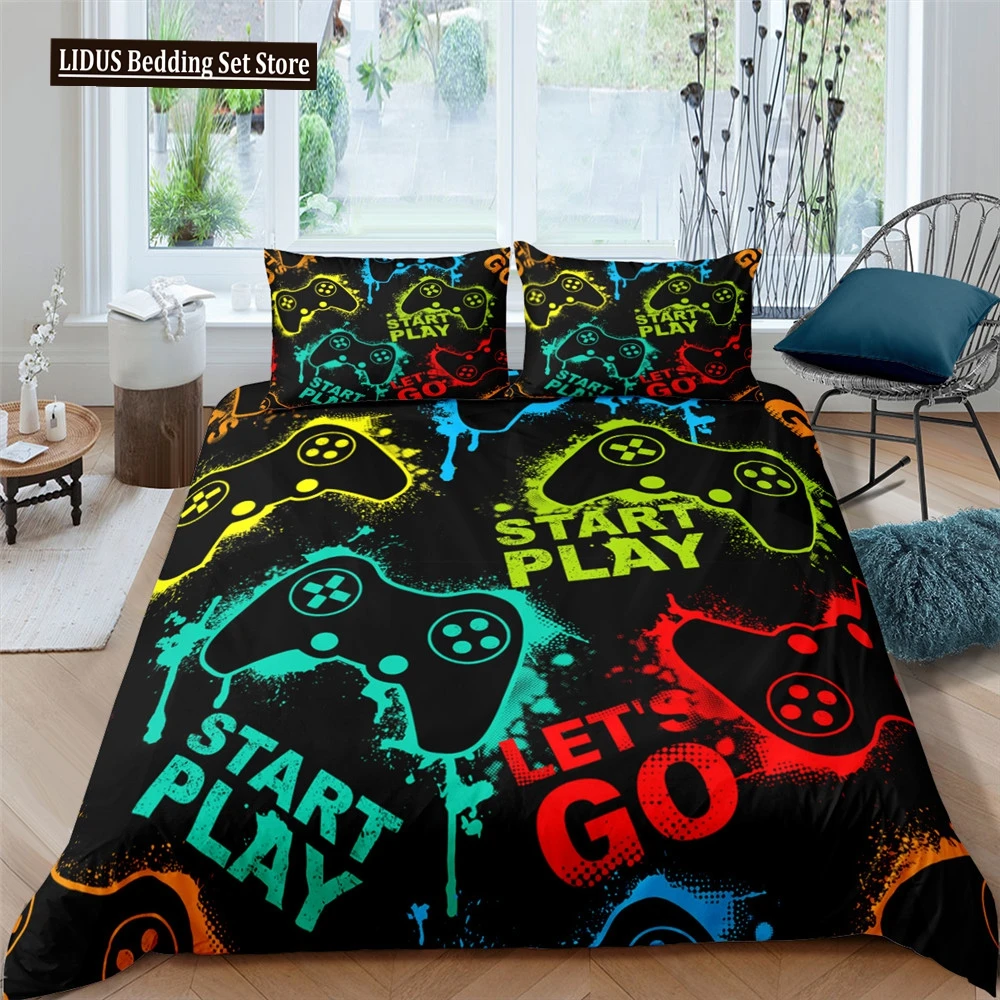 

Gamer Duvet Cover Set Bedding Queen King Teens Boys Girls Bed Set Game Quilt Cover Gamer Comforter Cover Bedding Set 2/3 Pcs