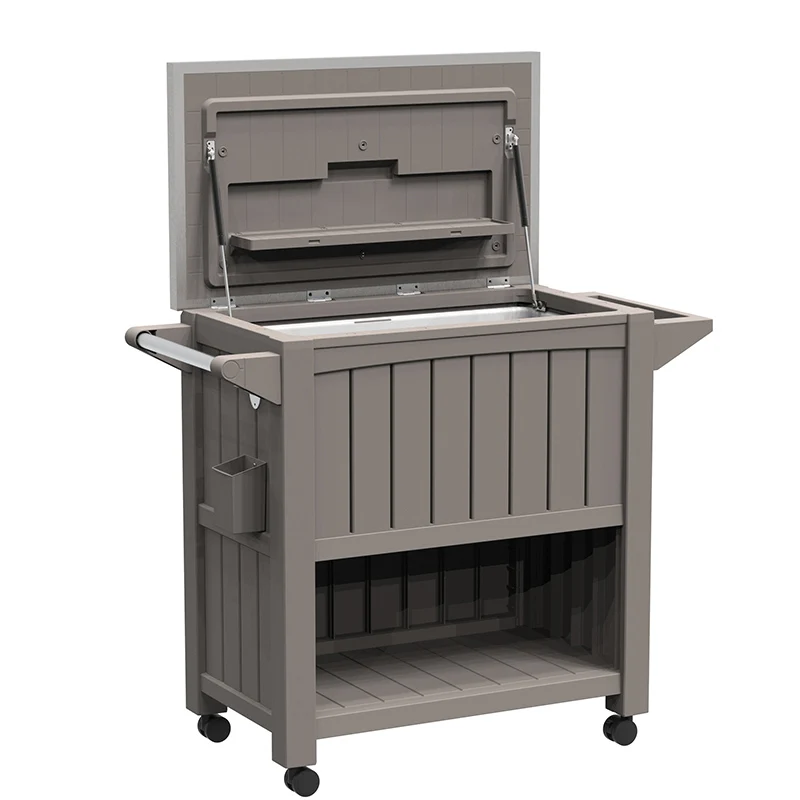 Modern Hotel & Hospital 4-Wheel Serving Cart With Storage Table Prep Station And 80L Ice Bucket Commercial Use
