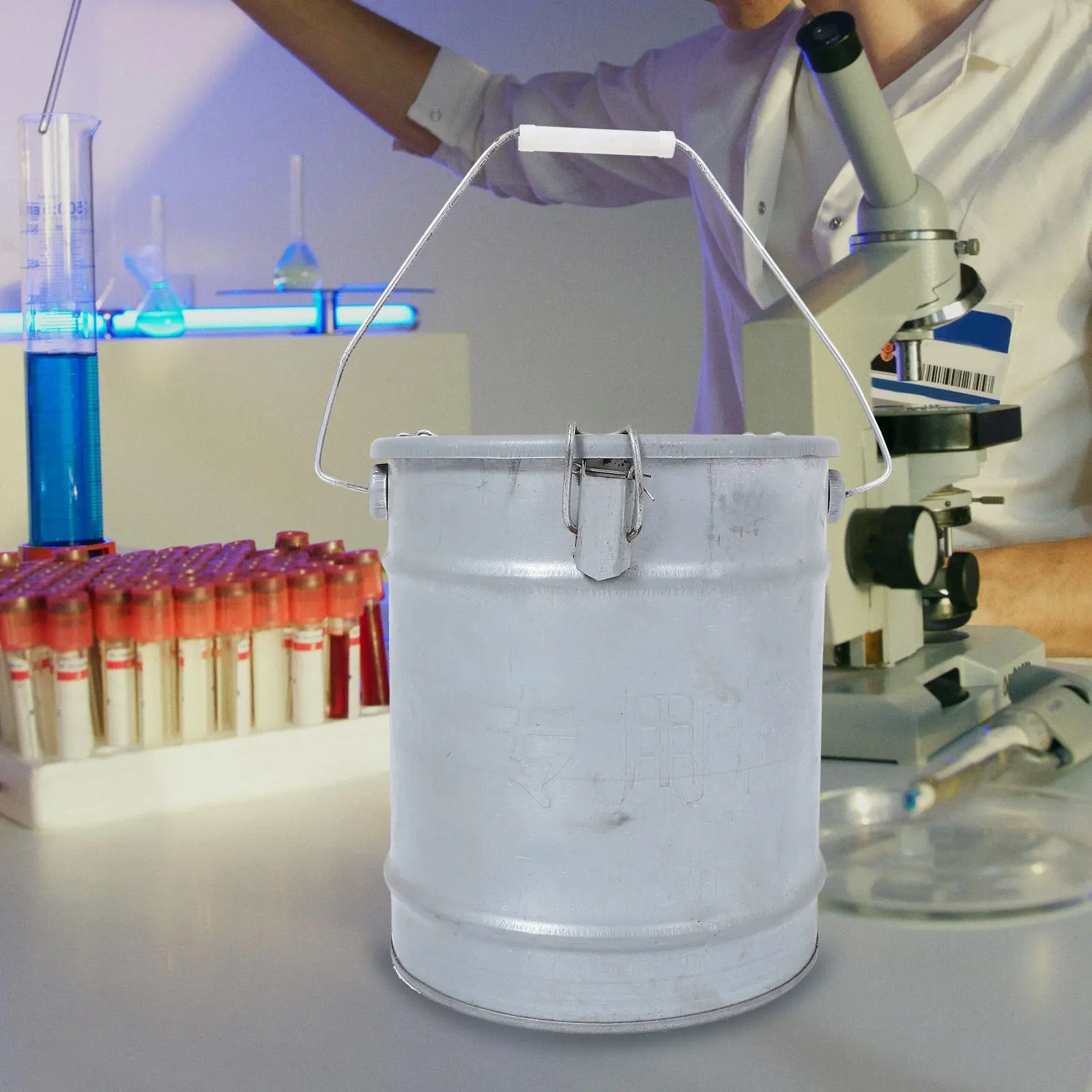 

Metal Soil Sample Bucket Laboratory Sampling Holder Enclosed Design Large Capacity Portable Round Box Sample Container