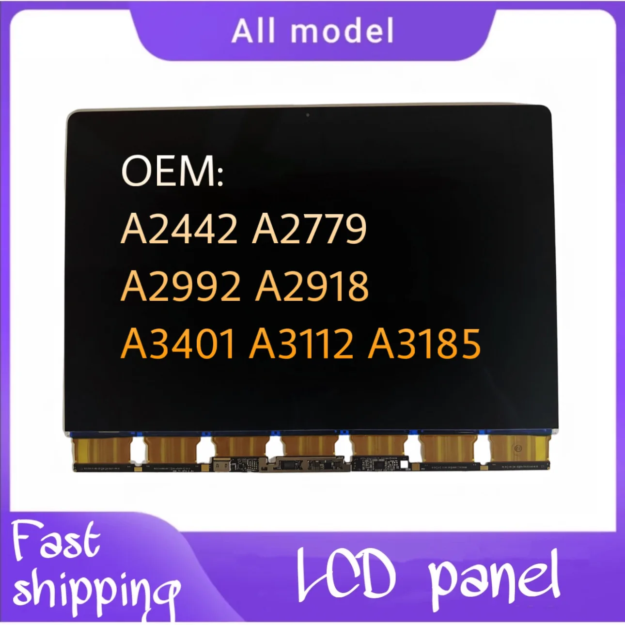 

New LCD Only For Macbook Pro 14" M3 M4 A3401 A3112 A3185 A2442 A2779 A2918 A2992 LCD Screen Replacement 2021-2024 Year