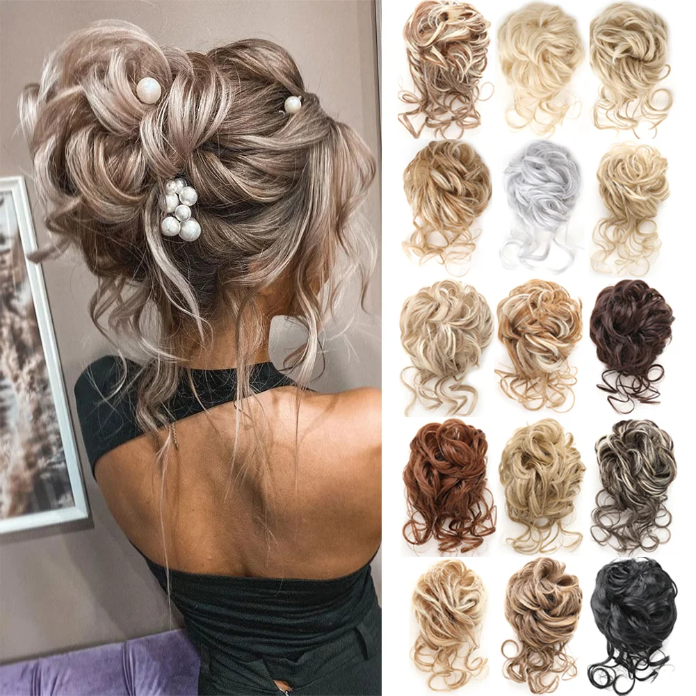 

Claw Messy Bun Hair Pieces Clip Wavy Curly Hair Chignon Clip in Hairpieces Hair Bun Synthetic Fake Hair Ponytail for Women