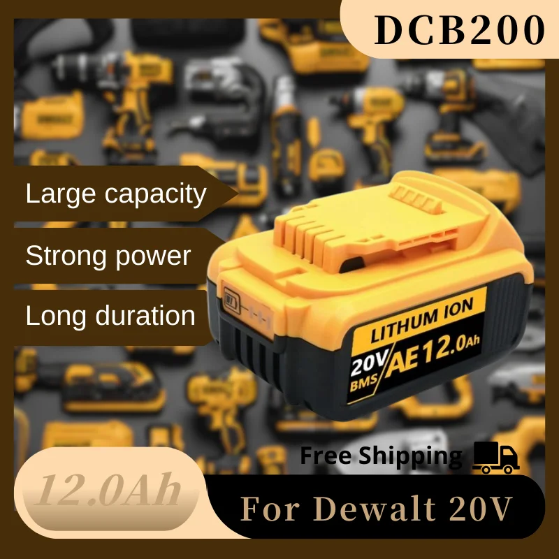 For Dewalt power Tools Original DCB200 18V 20V Battery 6Ah 8Ah 12Ah rechargeable electric tool Lithium batteries DCB184 DCB182