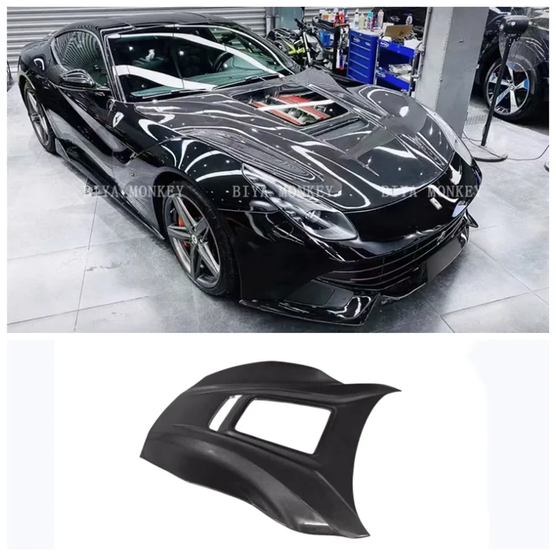 

For Ferrari F12 2013 2014 2015 2016 High Quality Carbon Fiber & FPR Prime Front Bumper Engine Hood Vent Machine Spoiler Cover