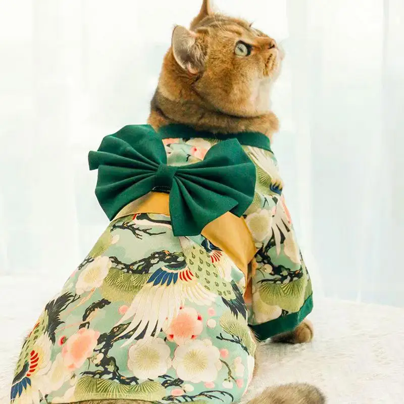 Kimono For Pets Japanese Kimono Style Costume Dog Clothes Japan Bowknot Kimono Pet Costume Cat Cartoon Costume For Cats Dogs