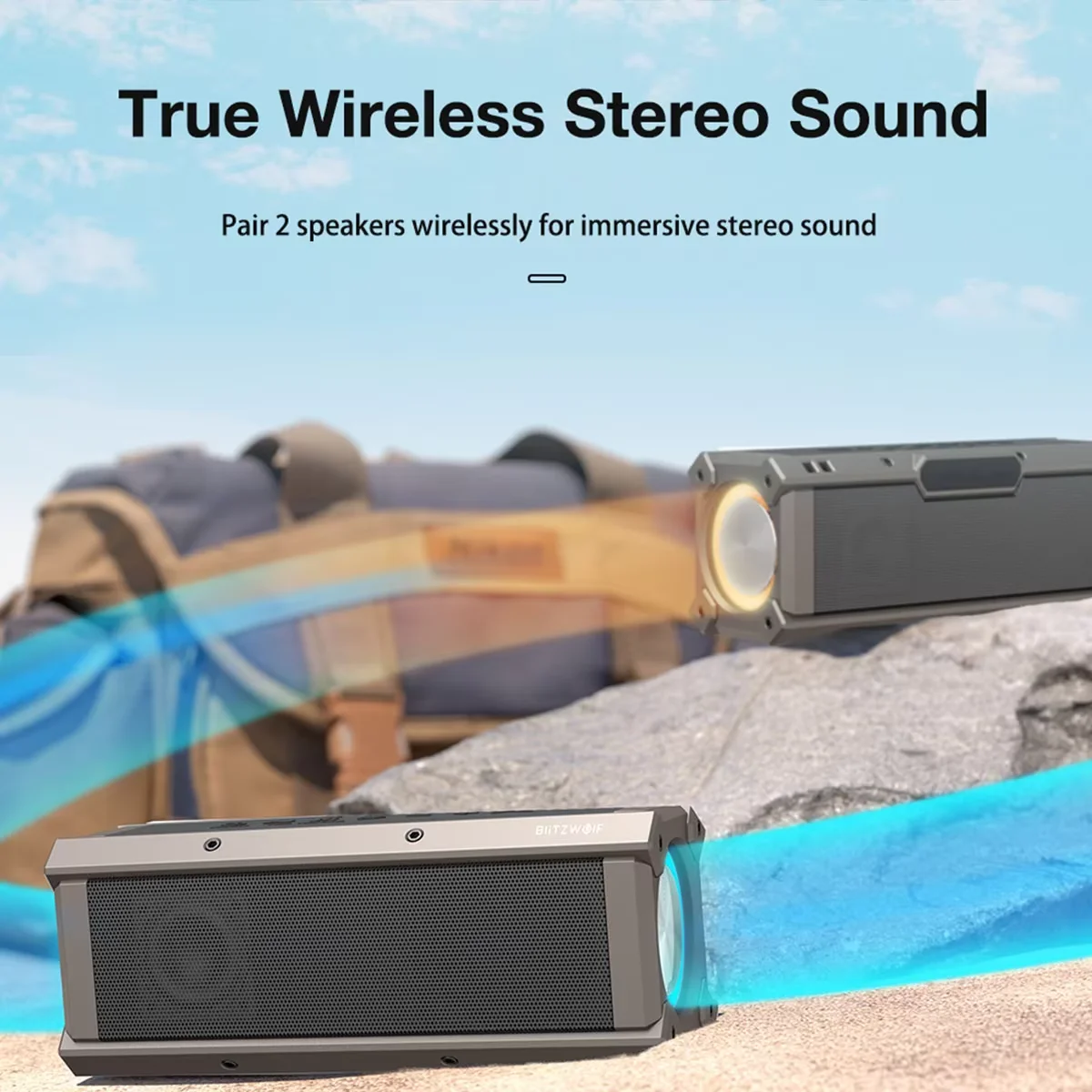 BlitzWolf BW-WA3 WA4 100W Wirelss Speaker RGB Light Portable 5000mAh bluetooth Speakers Dual Diaphragm Deep Bass Speaker