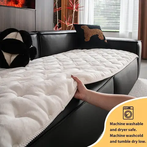 Sofa cushion with a light luxury feel for all seasons 2025 new flannel straight row anti slip sitting cushion