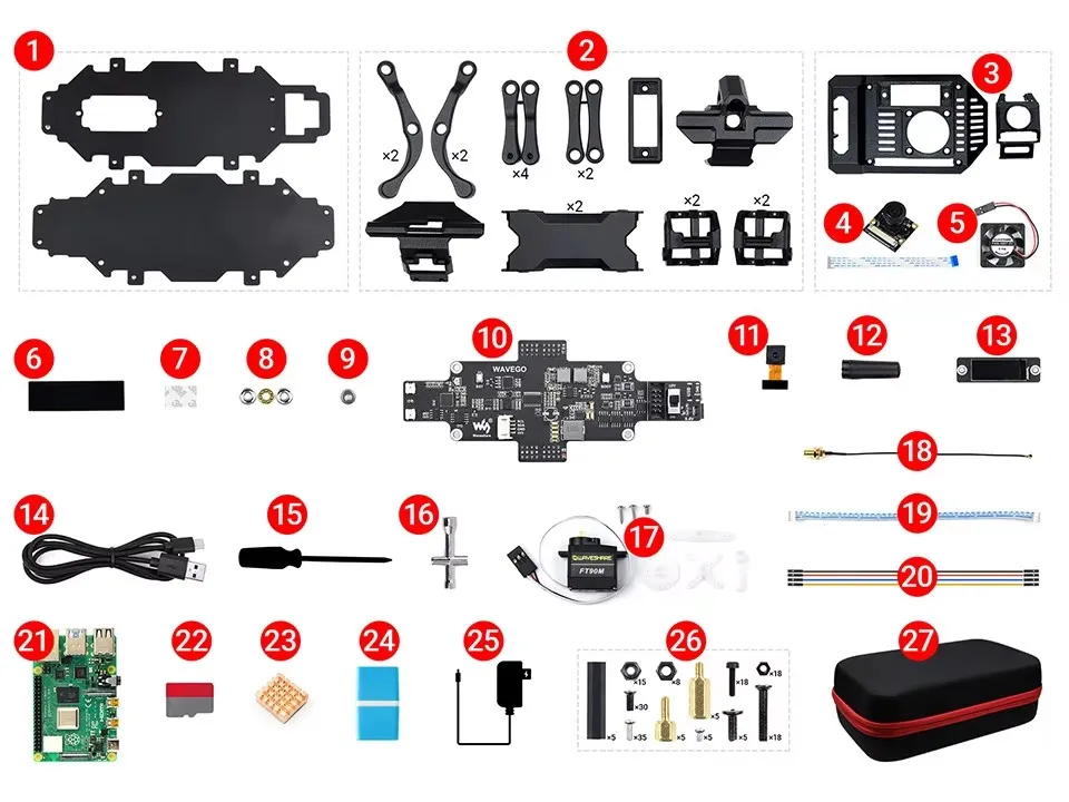Picture 6: WAVEGO 12-degree-of-freedom Bionic Dog-like Robot ESP32 And PI4B Open Source Facial Recognition Color Tracking Motion Detection