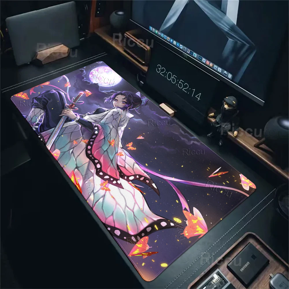 Mouse Pads Extended PC Purple Flower D-demon Slayer Desk Mat New Kochou Shinobu Table Mat Laptop Anime Girl Gamer Rubber Carpets