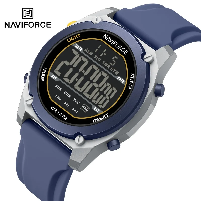 NAVIFORCE Men's Electronic Watch Digital Sports Watch Countdown Alarm Clock 5ATM Waterproof LED Backlight Men's Digital Watch
