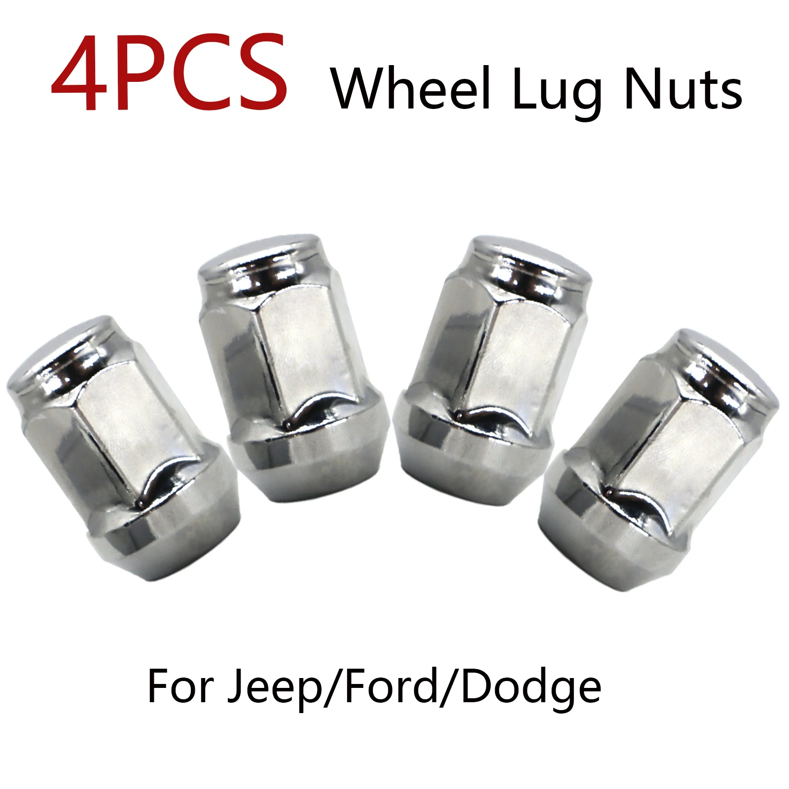 

4X For Jeep Wrangler JK TJ Grand Cherokee Liberty Commander Dodge Nitro Car 1/2"-20 Steel Wheel Lug Nuts Chrome Car Accessories