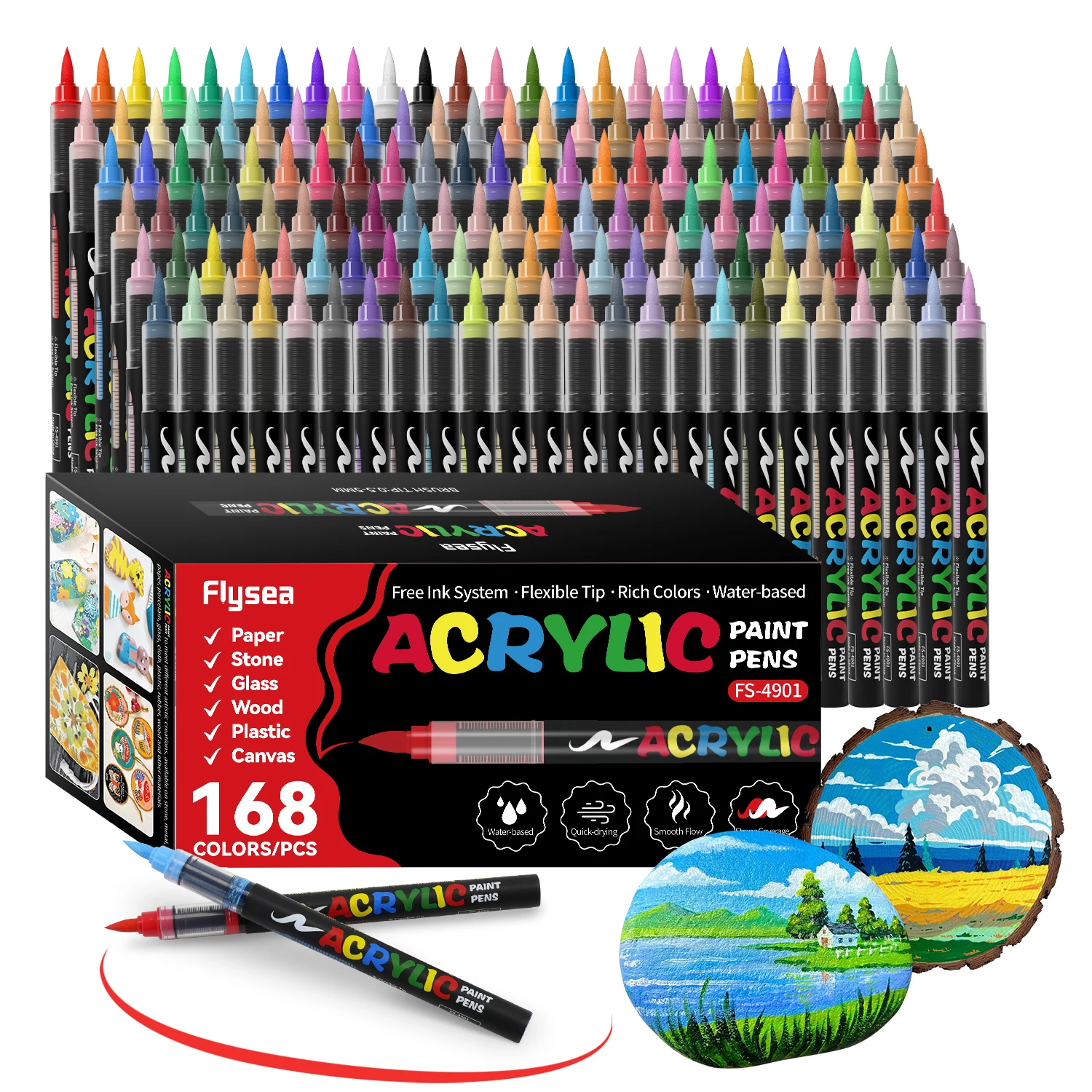 168-Color Direct Liquid Acrylic Paint Markers, Felt-Tip Pen Stationery Set, Art Painting, DIY Crafts, Glass, Ceramic, Fabric Painting