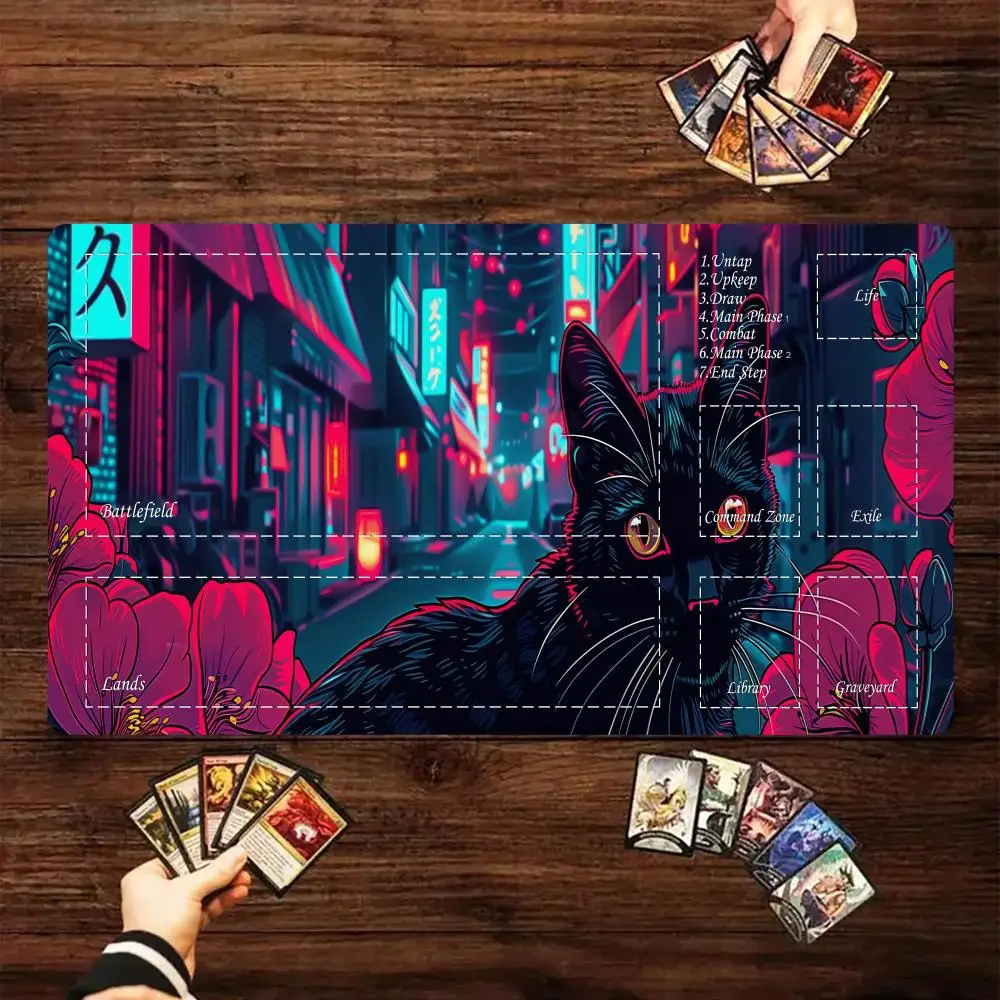 

Magic card playmat with zone Creative cat illustrations mtg Playmat Desk Mat gamer expansion gaming mouse pad office desk mat