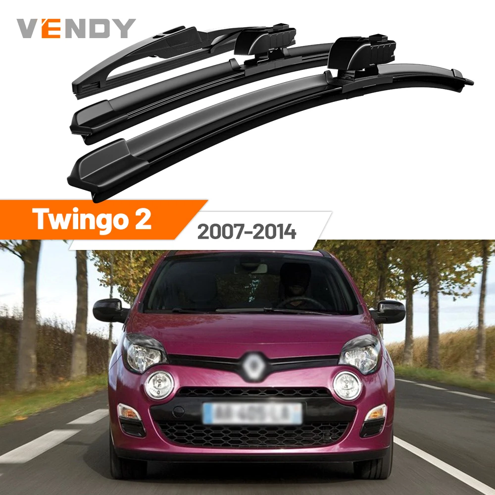 

For Renault Twingo 2 2007-2014 2008 2009 2010 2011 2012 Front & Rear Windshield Wiper Blades Windscreen Wipers Set Accessories