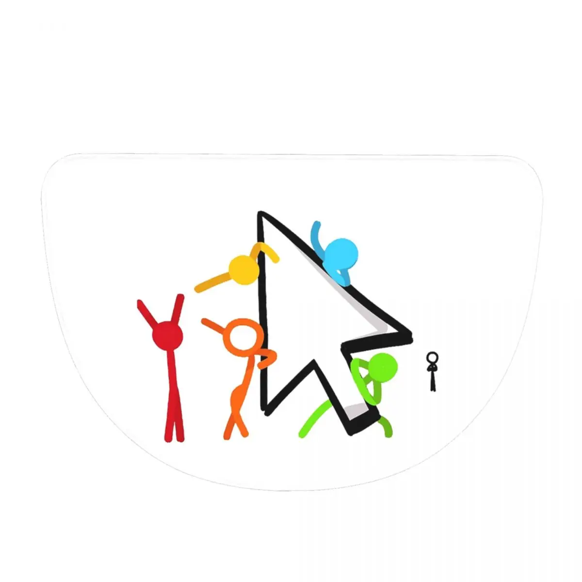 Alan Becker Five Stick Figures With Fire Mouse Pickaxe Flannel Half Round Doormat Non Slip Bathroom Mat Absorbent Floor Carpet