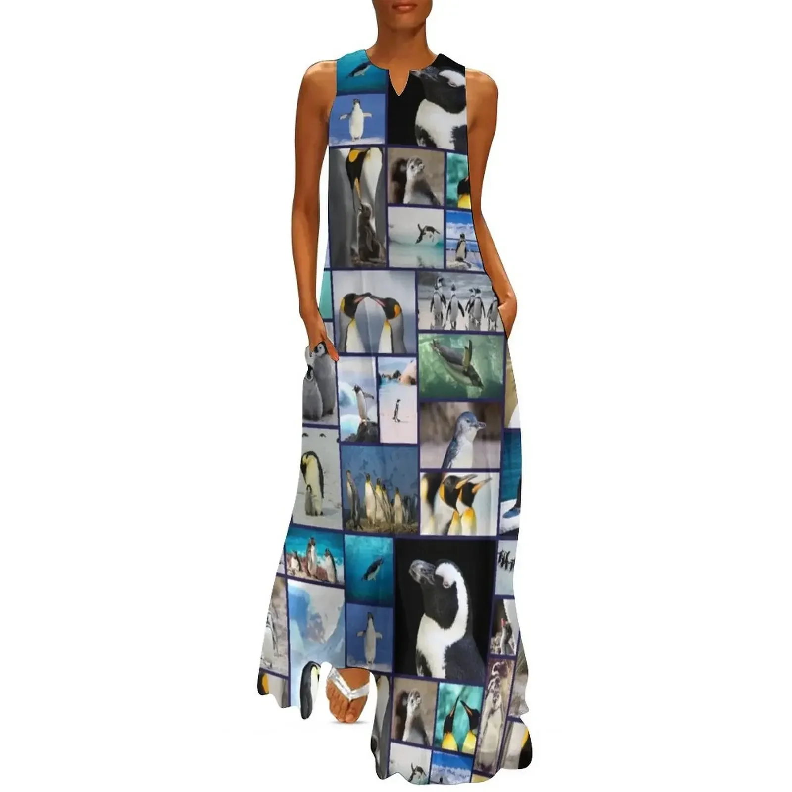 

Penguin Pattern Photo Collage Long Dress Cocktail of dresses evening dress woman elegant women's dresses for wedding Dress