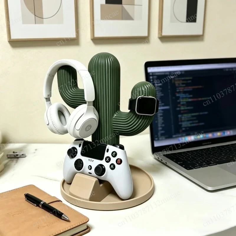 Multifunctional Cactus Desk Organizer Xbox Game Controller Bracket Headphone Stand Home Desktop Watch Storage Accessory