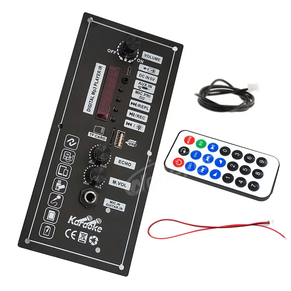 WOOPKER 3.7V Scheda Amplificatore 30W Amplificatore con Supporto di Controllo Remoto Bluetooth AUX U-Disk MIC per 5-8 Pollici Altoparlante Auto Casa FAI DA TE