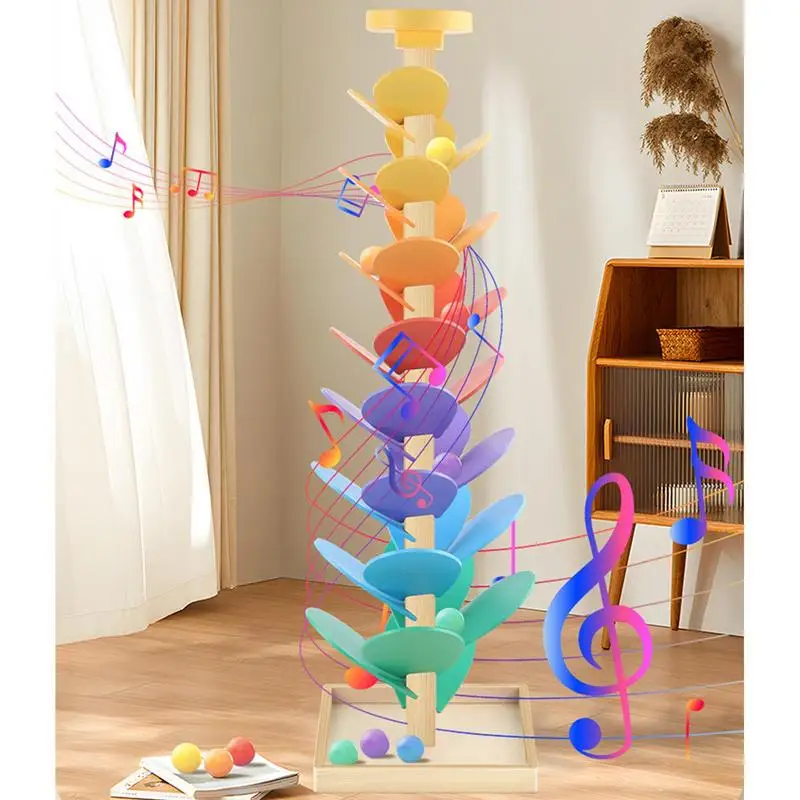 Zabawka do układania kulką, drewniane klocki, wczesna edukacja, rozpoznawanie kolorów, zabawka STEM, integracja muzyczna, nauka, zabawa dla dzieci w wieku 3-7 lat