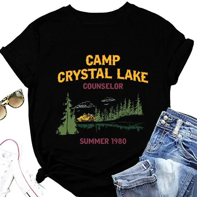 

Ladies Summer Short-sleeved T-shirt Loose Casual Round Neck Printed Tops All Fashion New Products Vintage Summer Streetwear Y2K