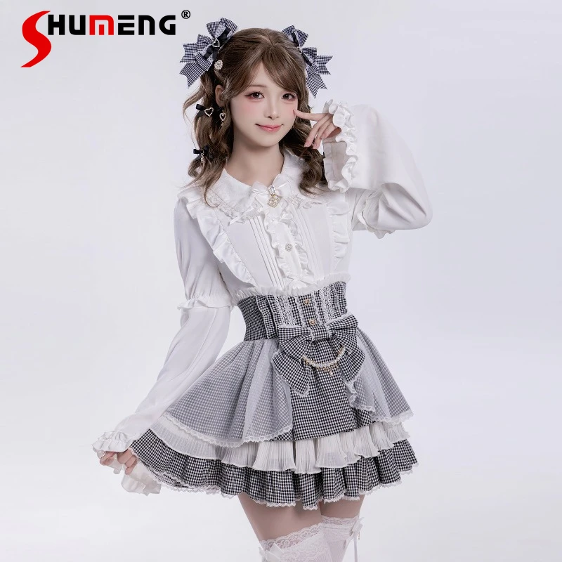 

Japanese-style Sweet Soft Girly Detachable Ji Sleeves Shirt Lolita Mine Series Short-sleeved Two-way Wear Single-breasted Blouse
