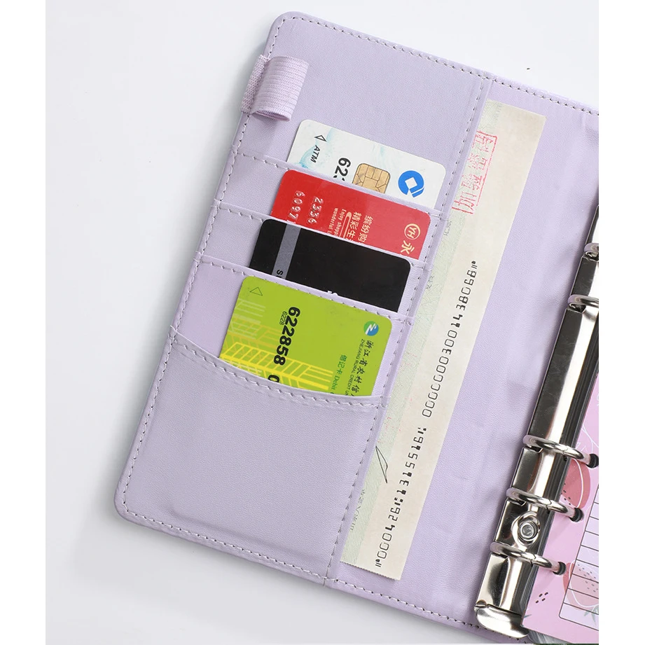 A6 Gradual Macarone Binder Budget Notebook PU Leather Loose-leaf Handbook Daily Planner Money Organizer Cash Budget Planner Book