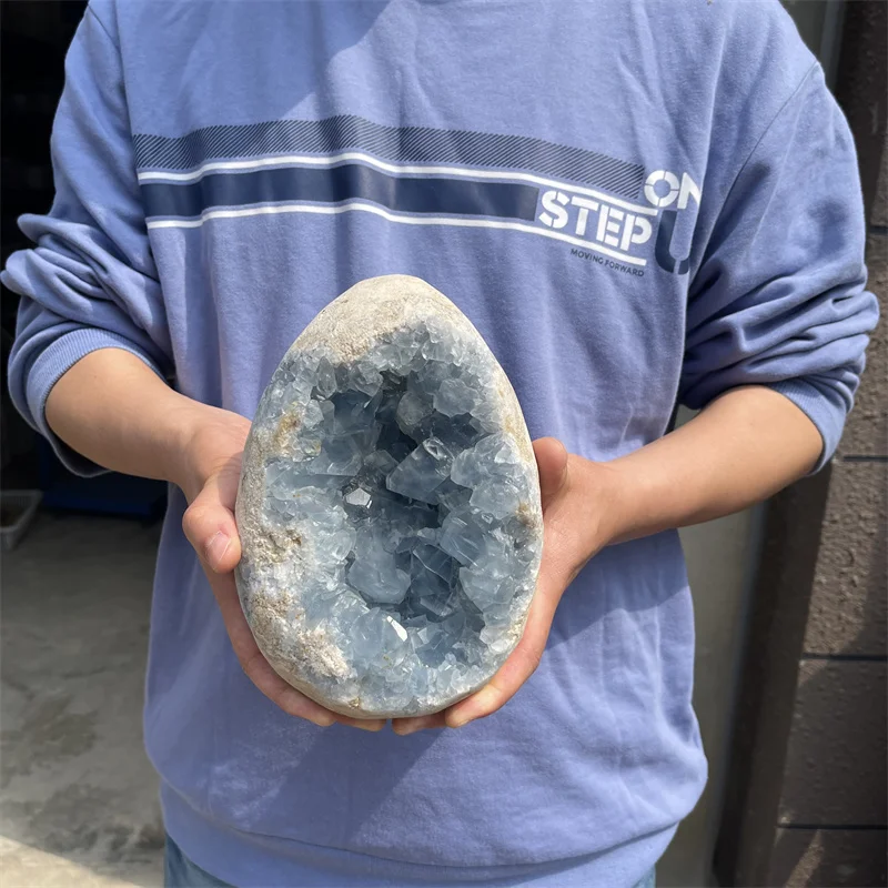 

4.15kg Natural Blue Celestite Geode Cluster Quartz Crystal Specimen