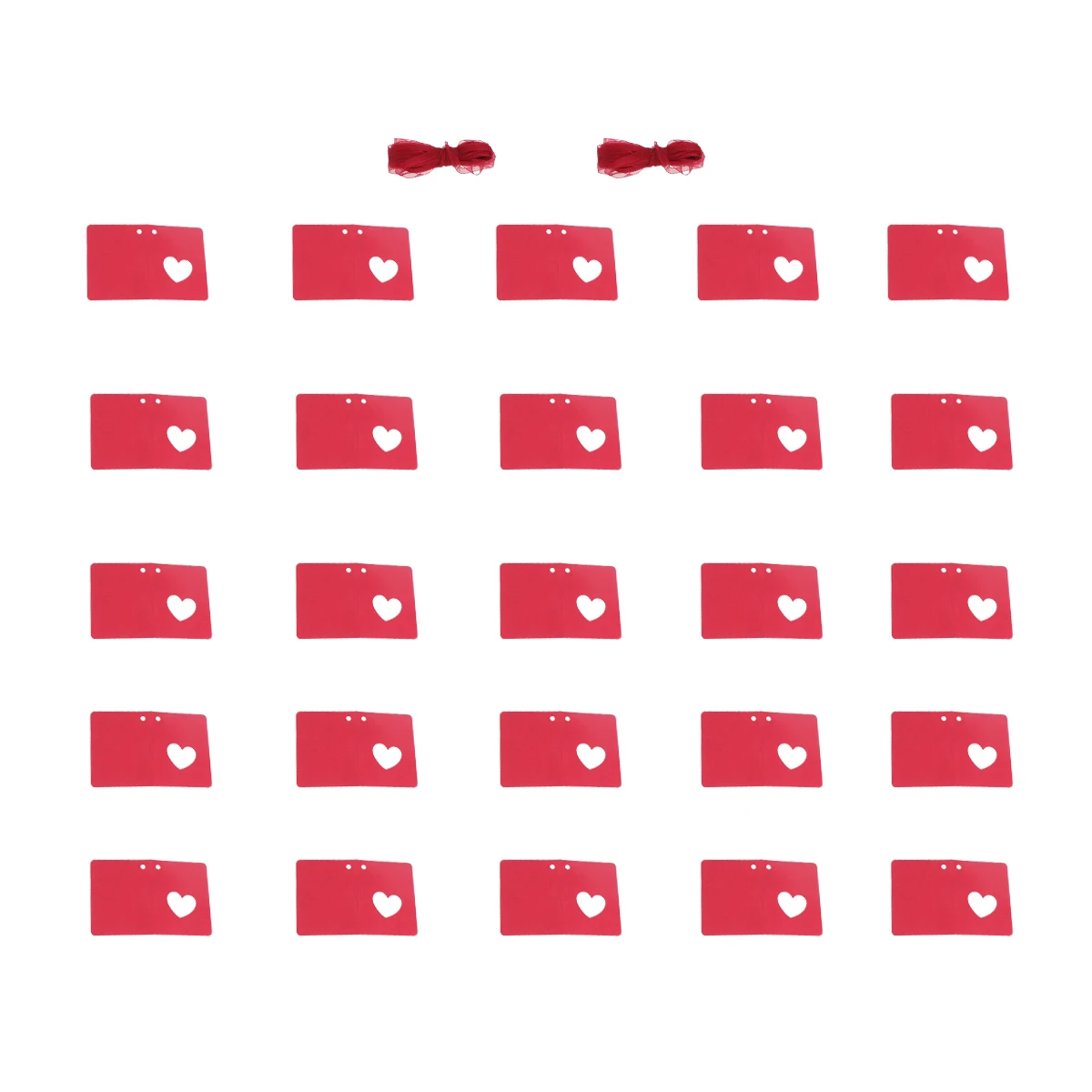 50pcs Heart Rope Hollow Hollow Heart Shape Design for Tag With Red Rope Wedding Birthday Clothing Gift Tag Labels Bookmarks