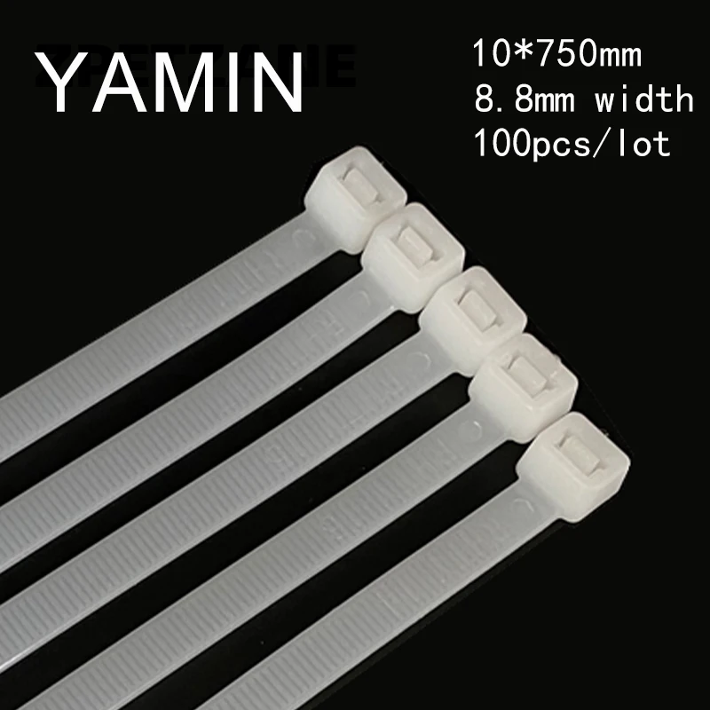 

100pcs/lot Plastic Nylon Locked Fixation Type 8.8mm Width 10*750mm Cable Ties Seal Industrial Fastening Cord Straps