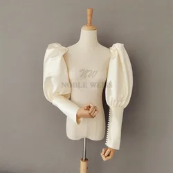 Wedding Dress Seperatel Long Sleeve Satin Bridal Jacket arm sleeve Elegant Pearls Hide arm retro court detachable sleeves