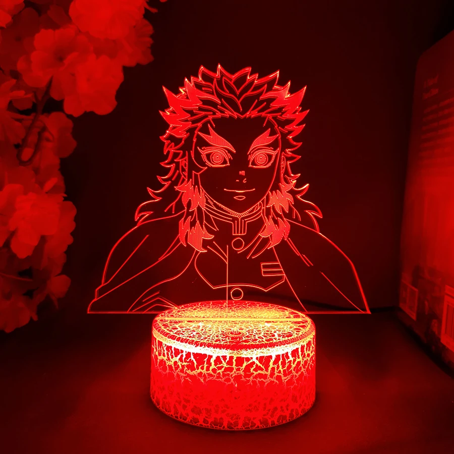 Rengoku Kyojuro Led Anime Light Demon Slayer Action Figure Child Bedroom Decor Birthday Gift Manga Night Lamp Kimetsu No Yaiba