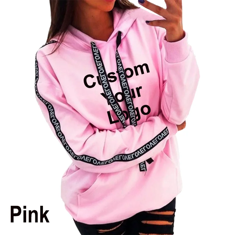 Herbst Winter Mode anpassen Sie Ihr Logo dünne Fleece Hoodies für Frauen Sweatshirts für junge Frauen lose lässige Bluse