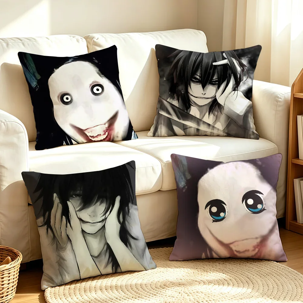 Cartoon Jeff the Killer cushion cover Soft Smooth Pillow Case Hidden Zipper Washable Decorative Couch Office Gift