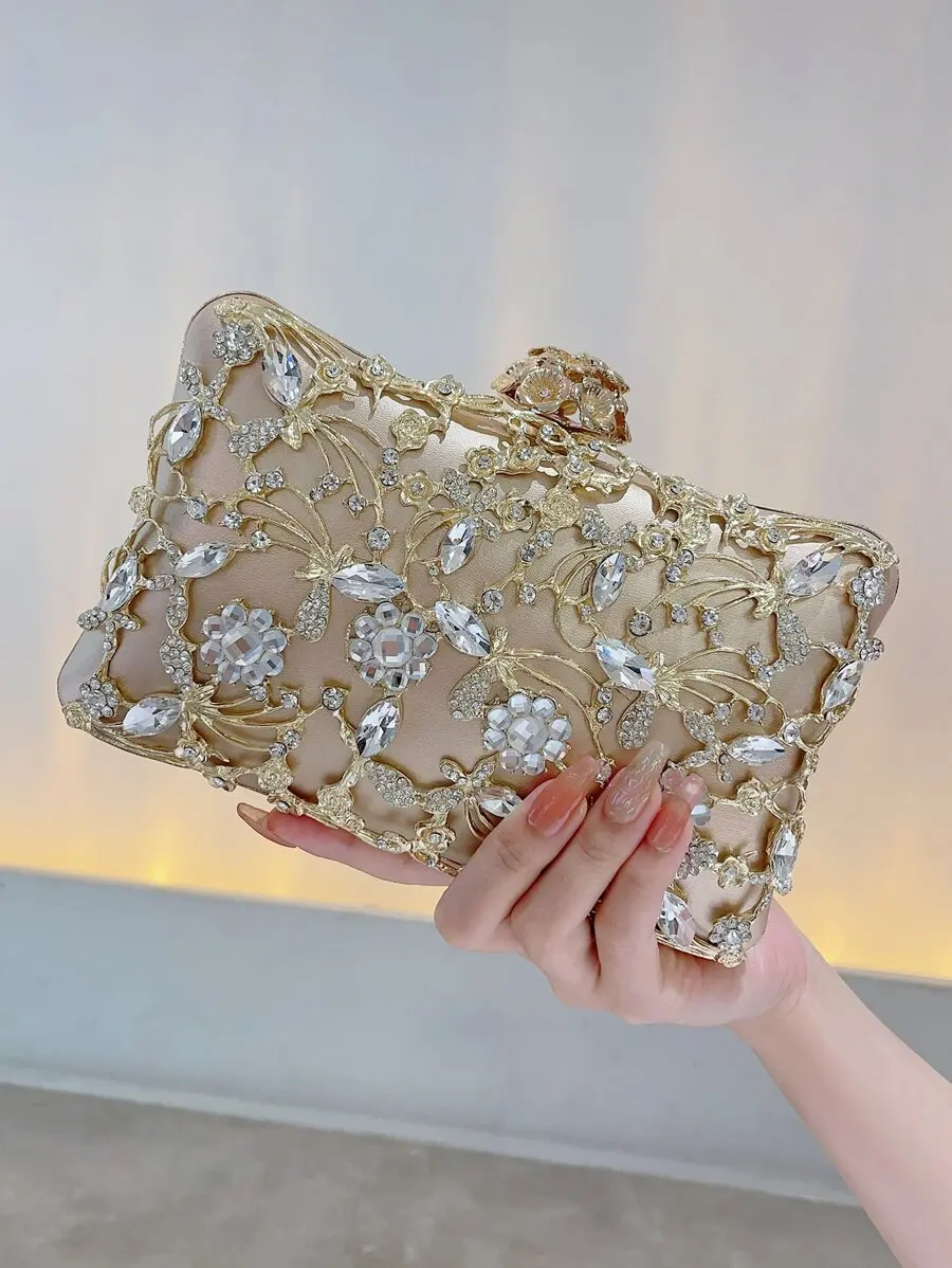 

Elegant Rhinestone Embellished Evening Clutch Bag For Women Party Wedding Prom