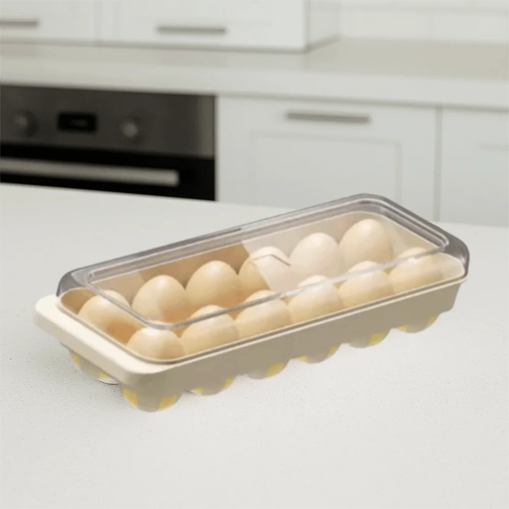 موزع البيض 12 فتحة ثلاجة صينية البيض قابلة للتكديس موفرة للمساحة حامل تخزين البيض البلاستيك مع غطاء الثلاجة البيض المنظم المنزل