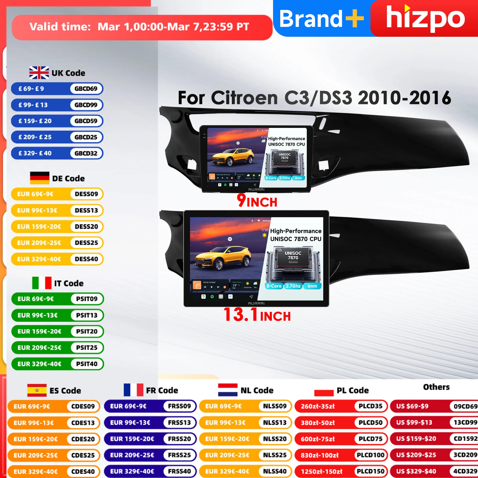 

AURA AI 2K 3D Screen 8Core Car Multimedia Player for Citroen DS3 2010 -16 Carplay GPS Autoradio Intelligent Systems 360cam